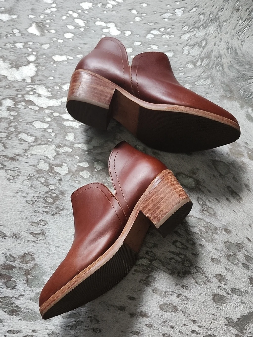 Nisolo Everyday Ankle Booties Mia Auburn Brown Leather Sz7